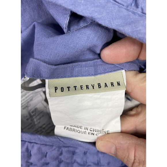 Pottery Barn Pick-Stitch Handcrafted Cotton Linen Quilted Pillow Std Sham Blue - Picture 13 of 14